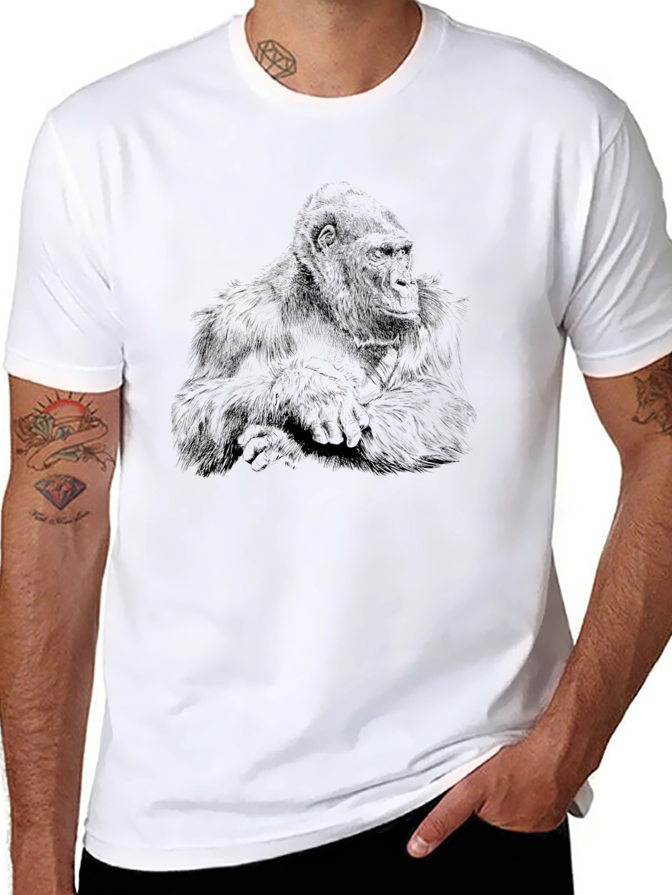 Gorilla Graphic Print Black T-Shirt