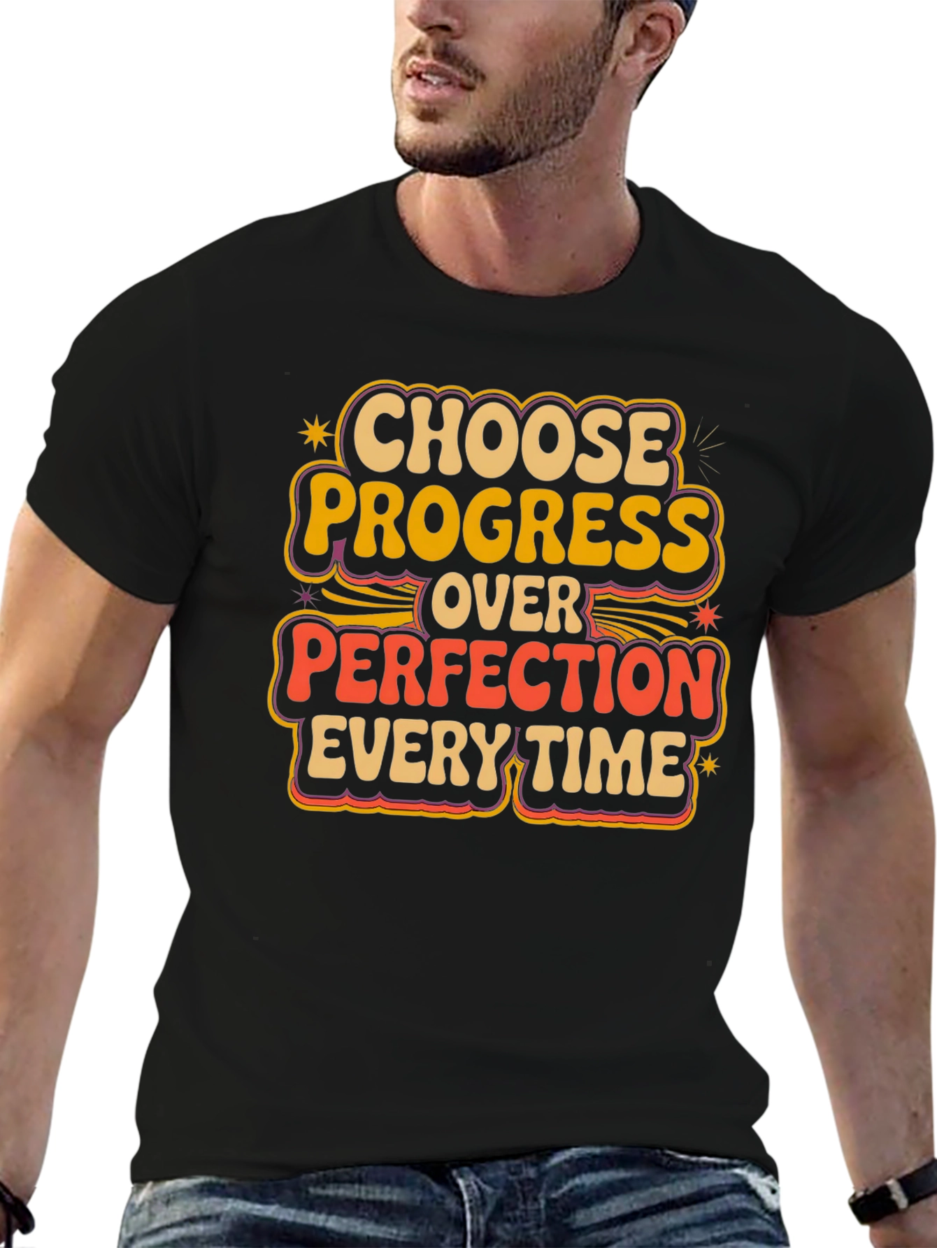 Progress Over Perfection Retro Graphic Tee