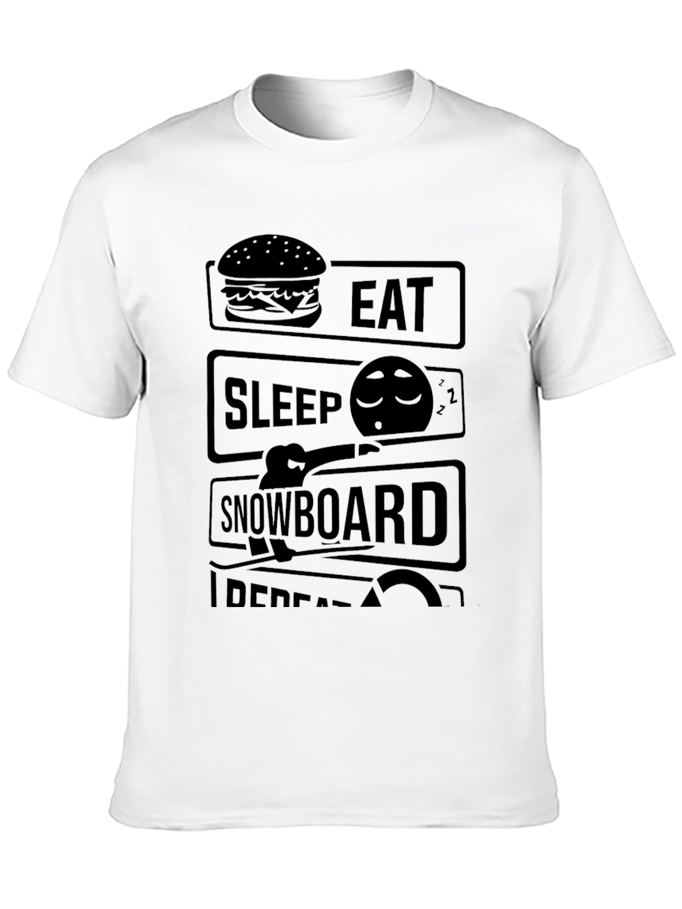 Eat Sleep Snowboard Repeat Black T-Shirt