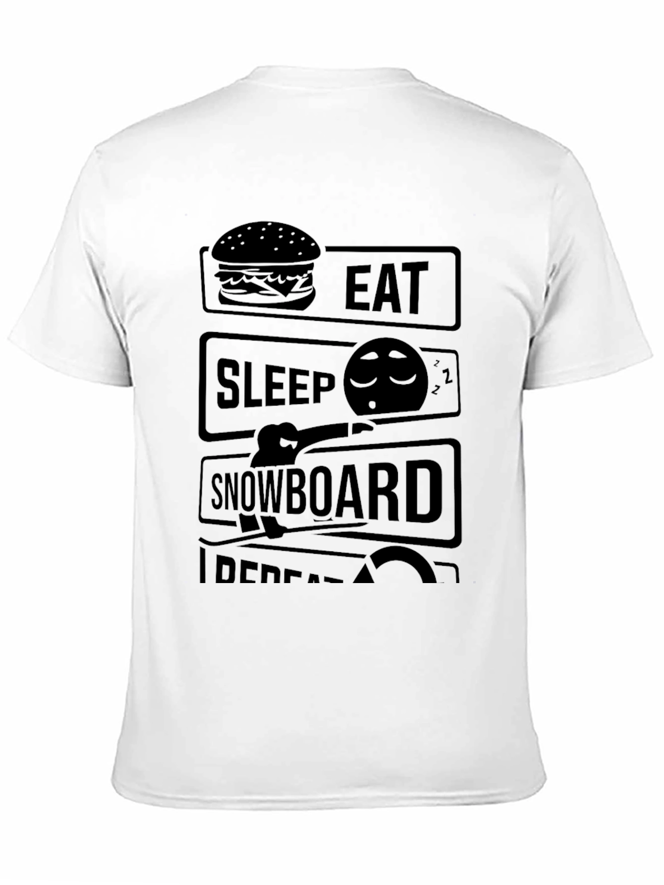 Eat Sleep Snowboard Repeat Black T-Shirt