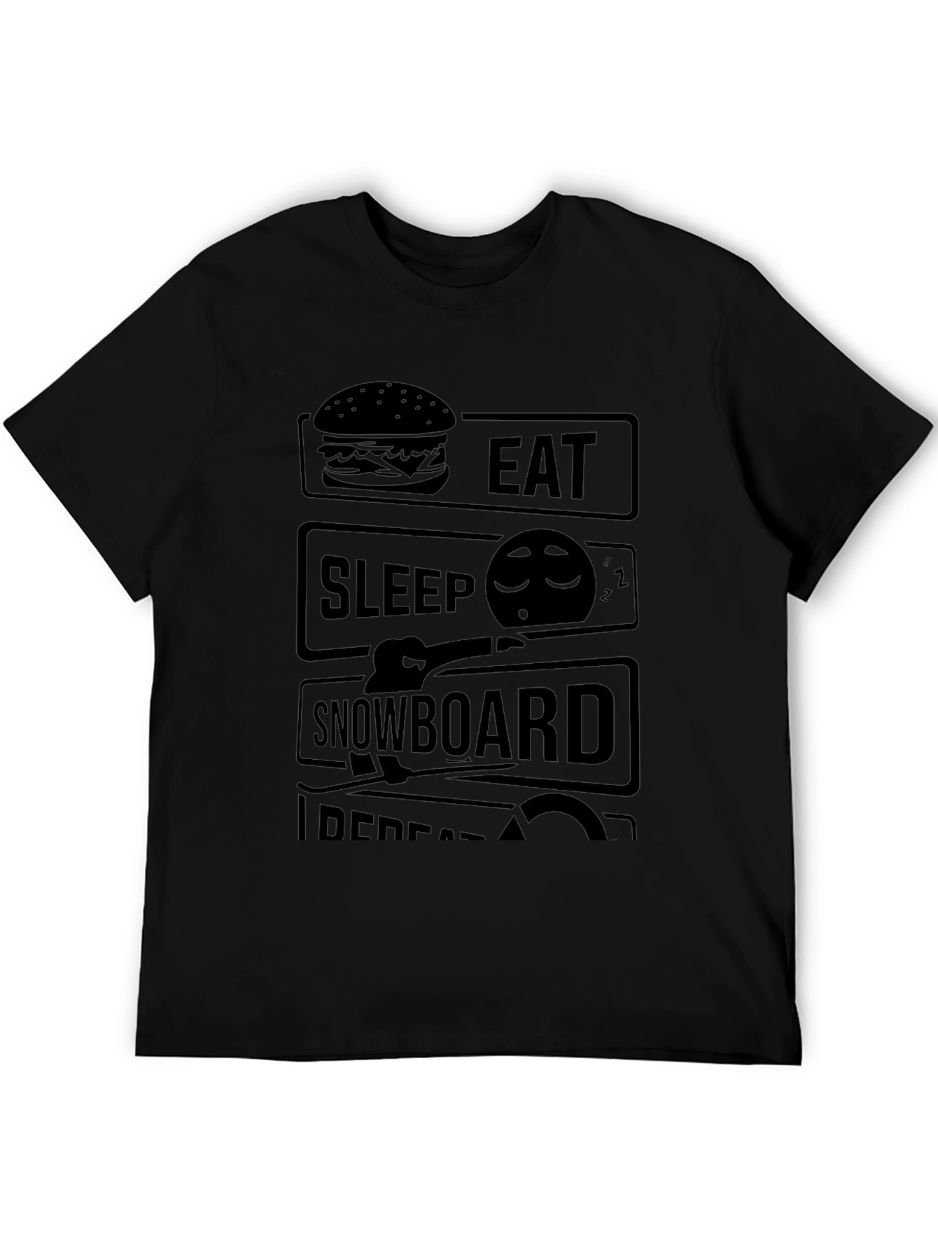 Eat Sleep Snowboard Repeat Black T-Shirt