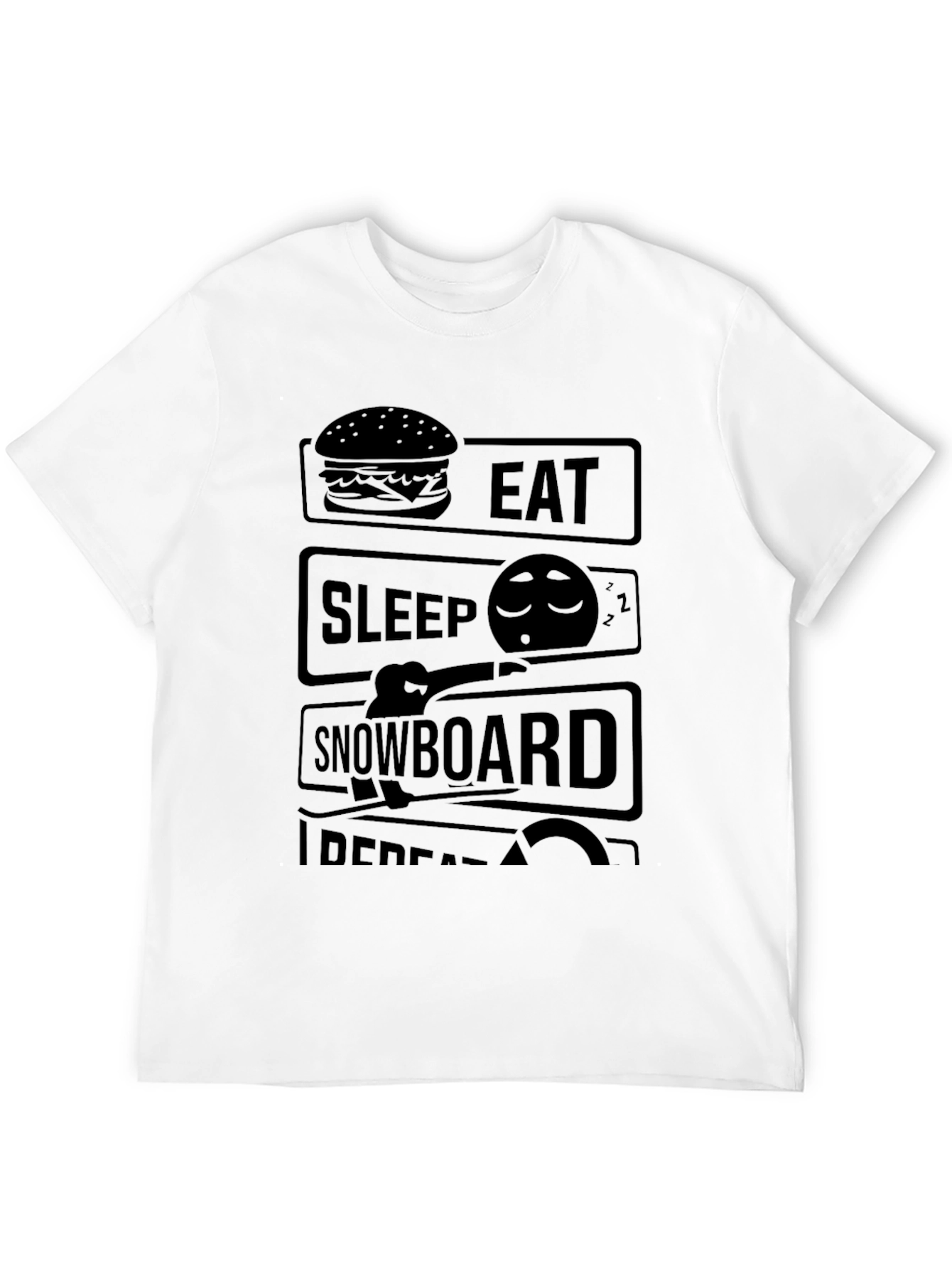 Eat Sleep Snowboard Repeat Black T-Shirt