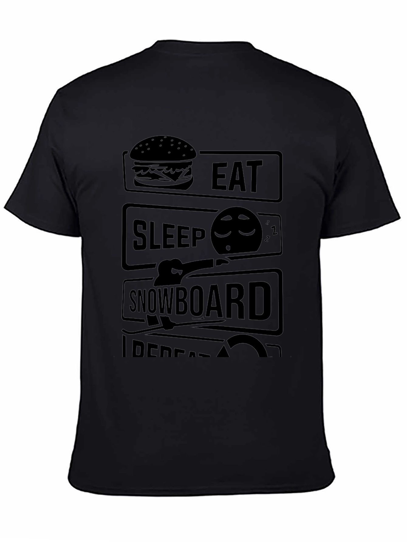 Eat Sleep Snowboard Repeat Black T-Shirt