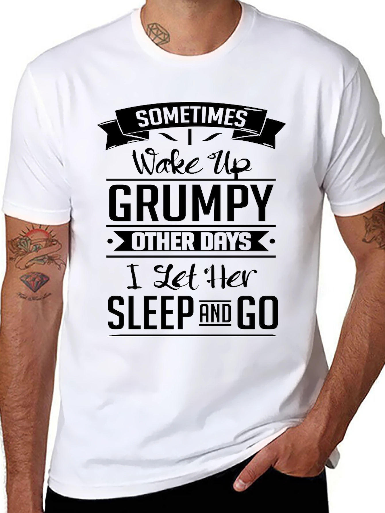 Grumpy Sleep Go Funny Black T-Shirt