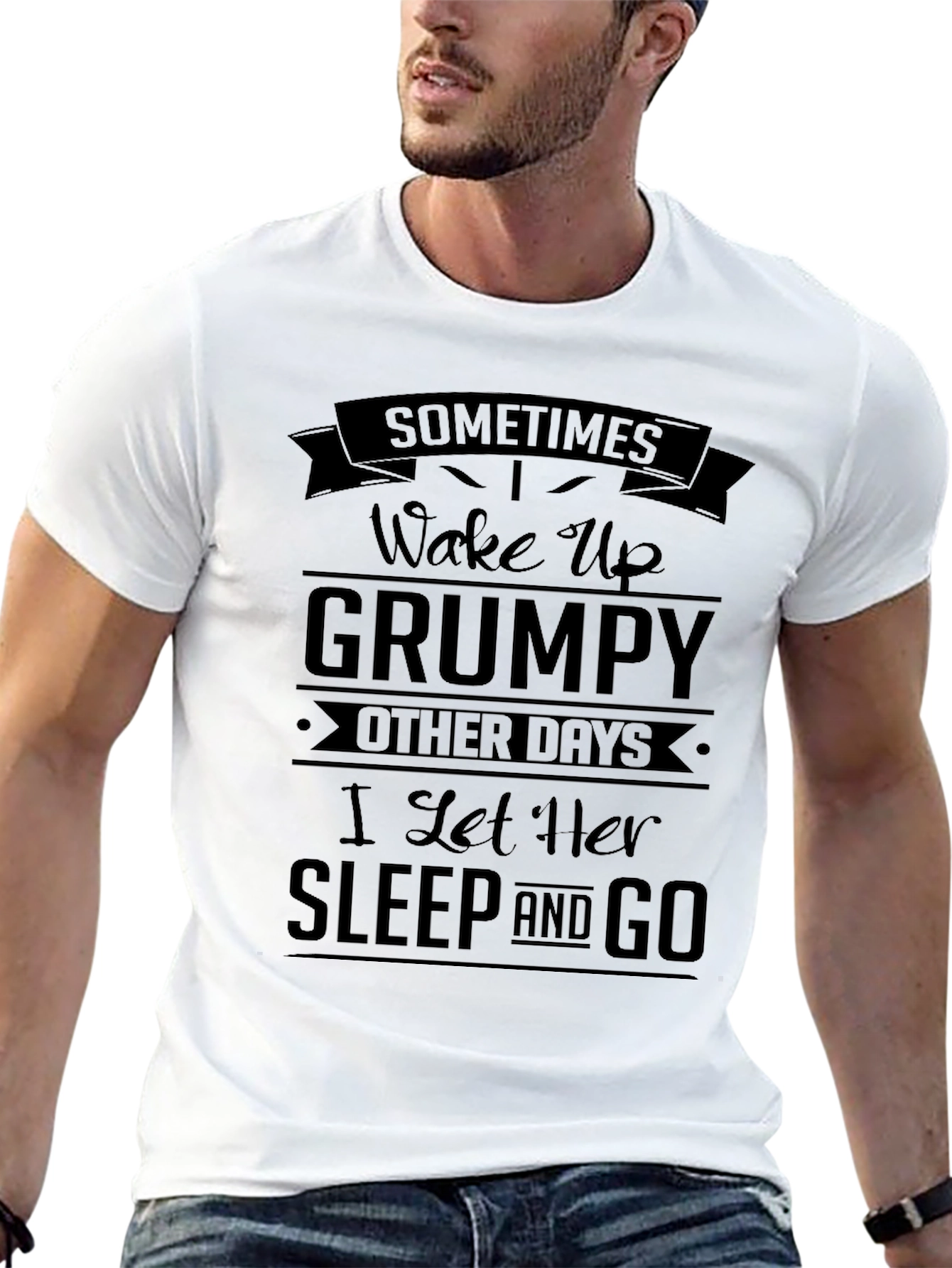 Grumpy Sleep Go Funny Black T-Shirt