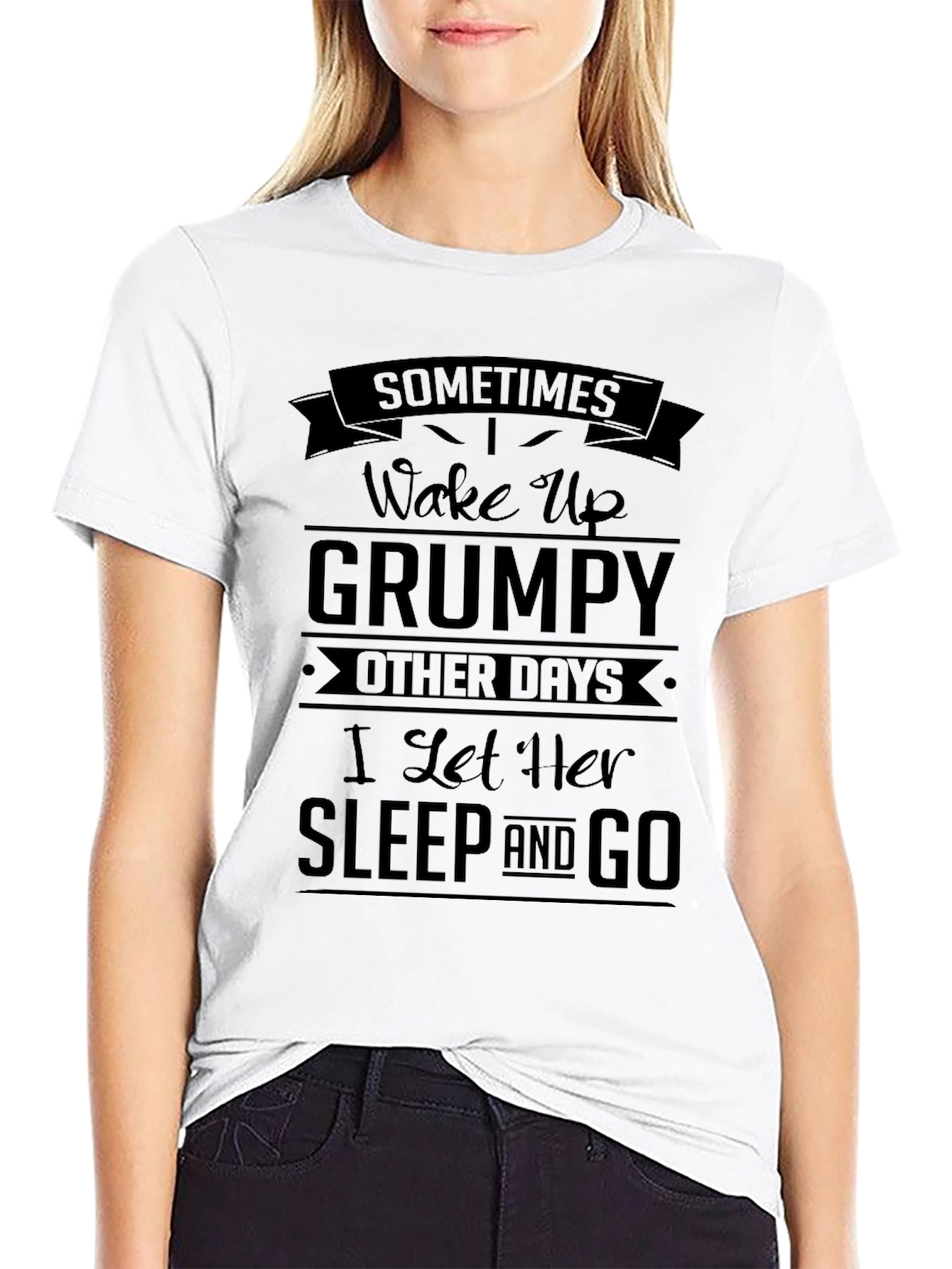 Grumpy Sleep Go Funny Black T-Shirt