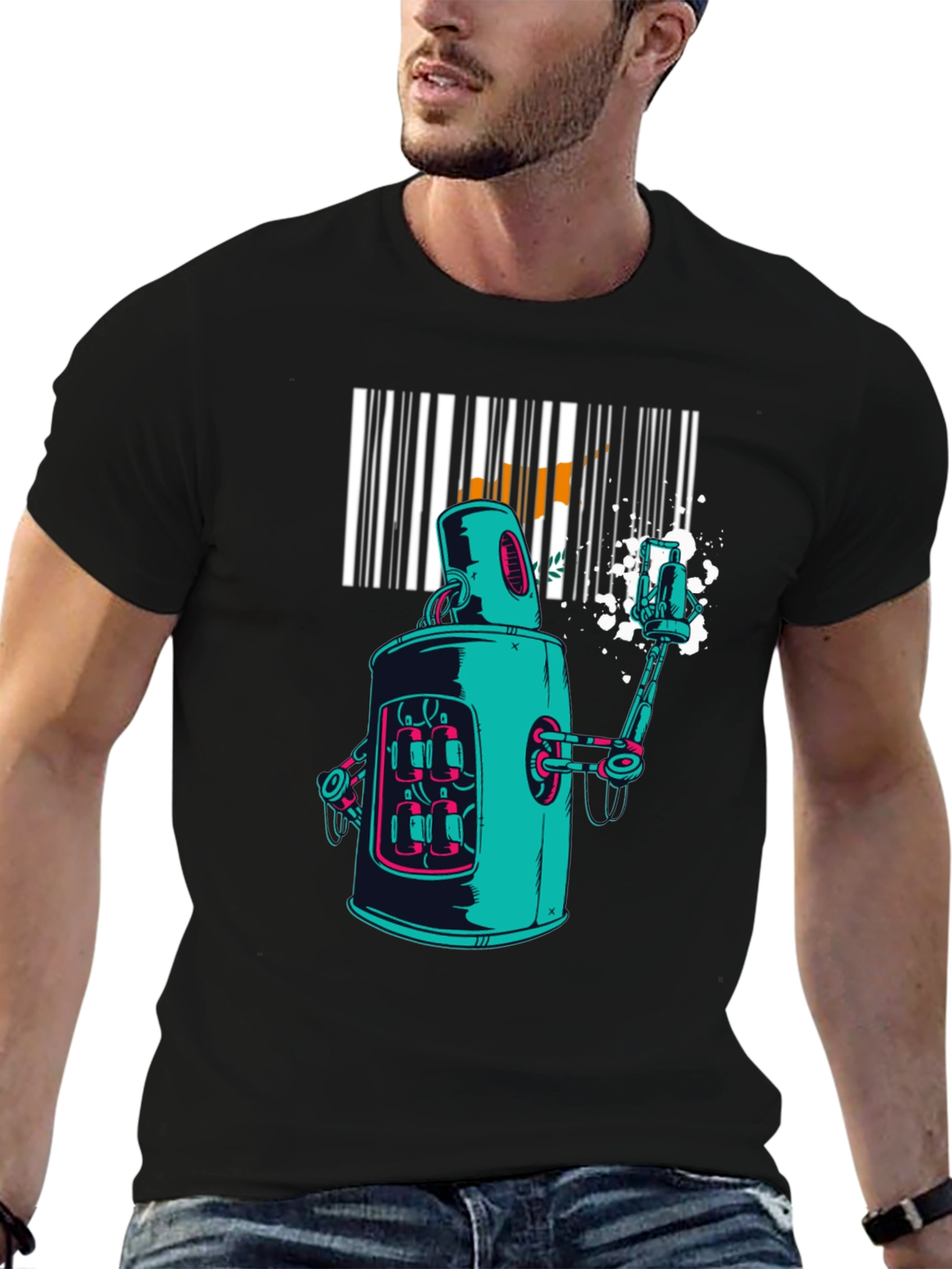 Retro Robot Graphic Tee - Cool Sci-Fi Design