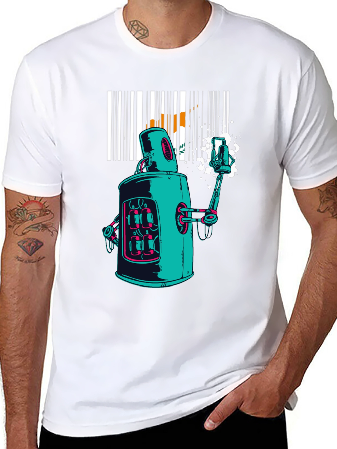 Retro Robot Graphic Tee - Cool Sci-Fi Design