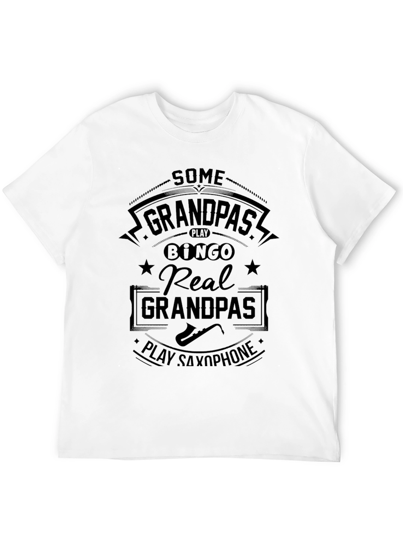 Real Grandpas Play Saxophone Black T-Shirt