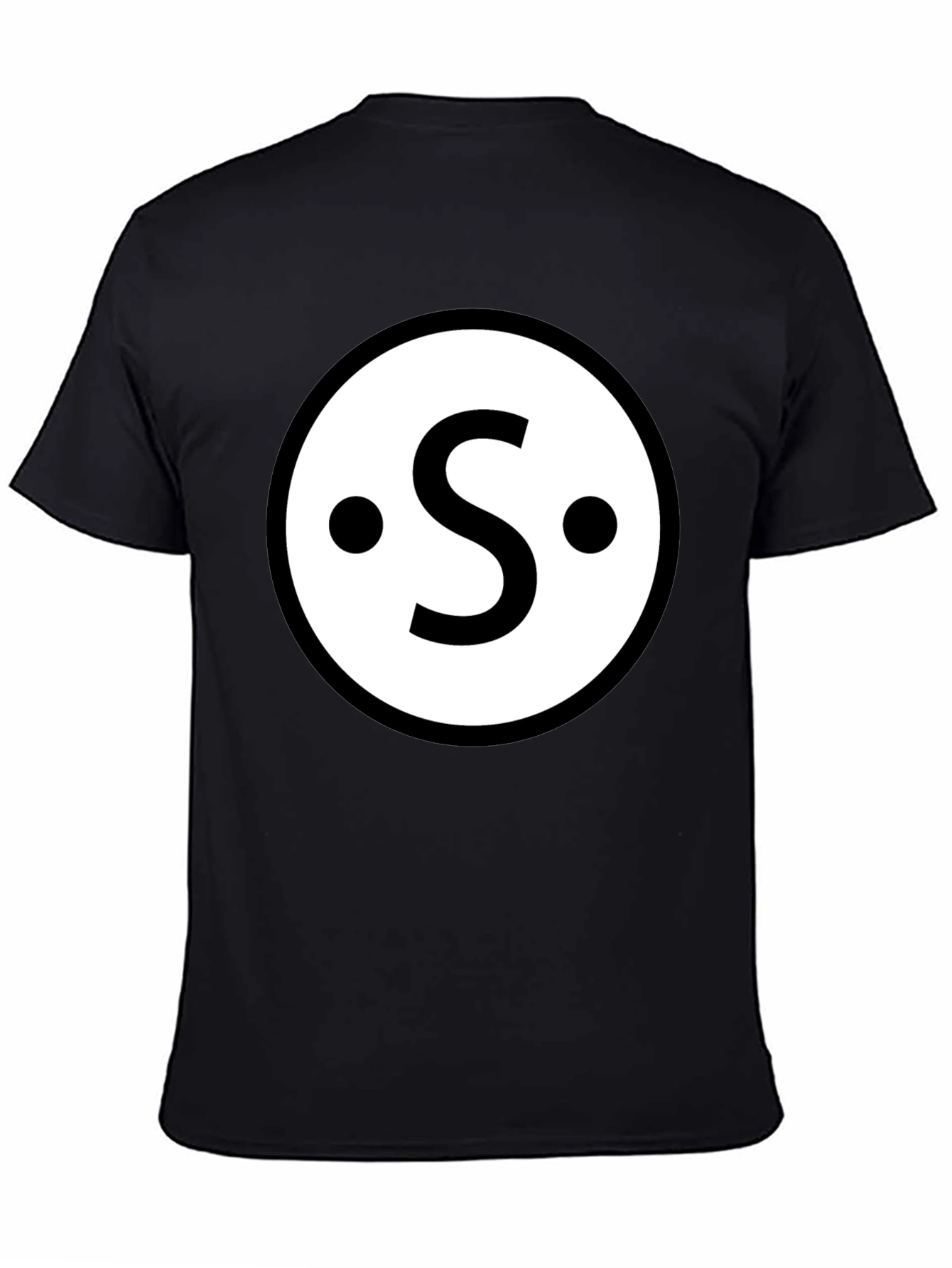 Retro S Circle Graphic Tee - Classic Black Cotton