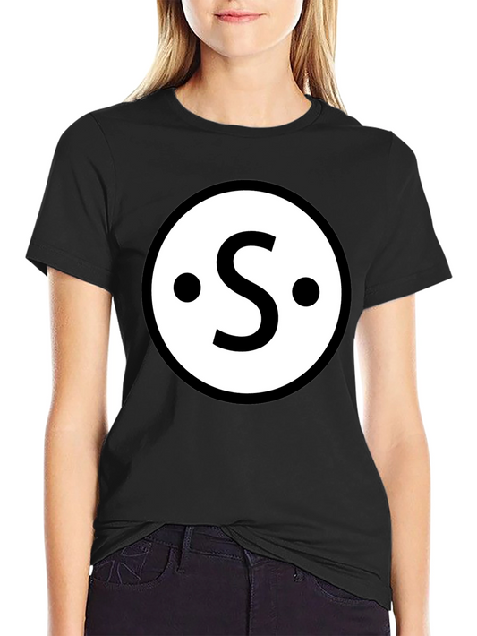 Retro S Circle Graphic Tee - Classic Black Cotton