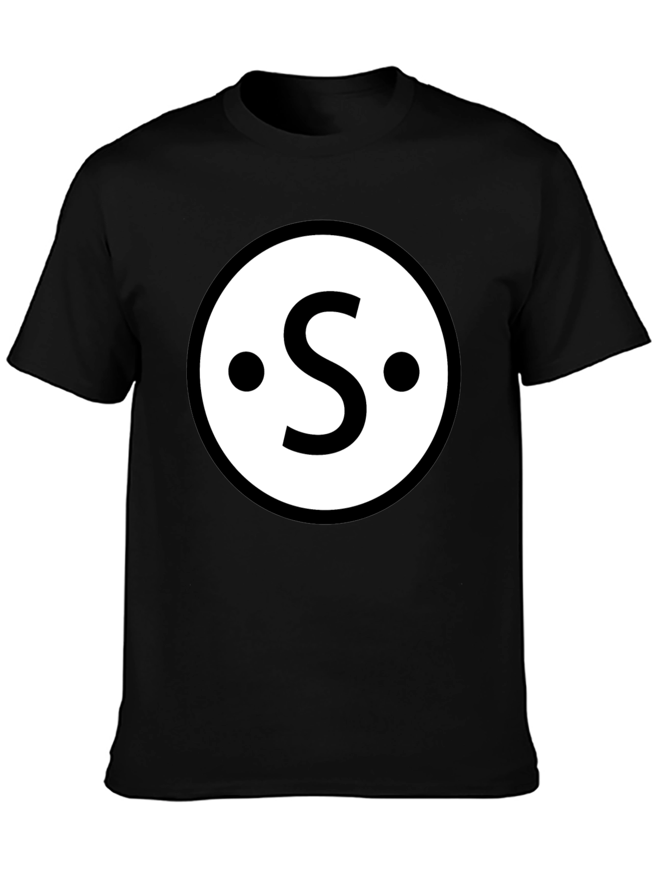 Retro S Circle Graphic Tee - Classic Black Cotton