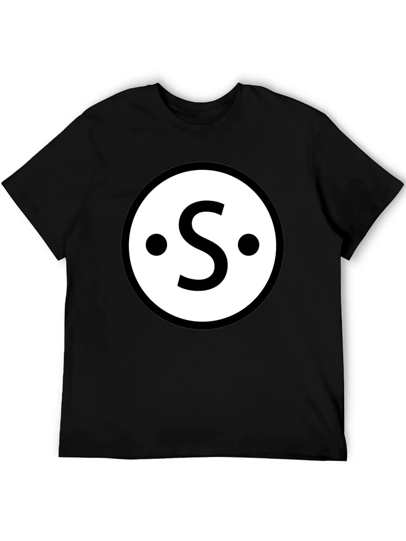Retro S Circle Graphic Tee - Classic Black Cotton