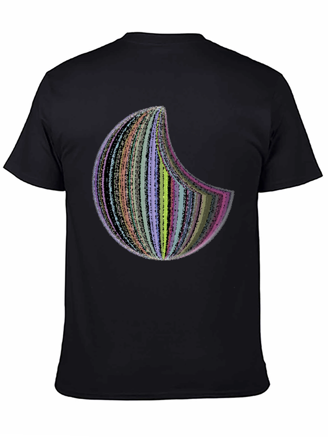 Abstract Crescent Moon Graphic Tee - Black