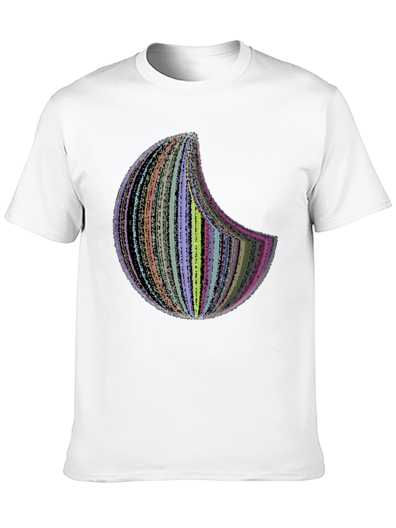 Abstract Crescent Moon Graphic Tee - Black