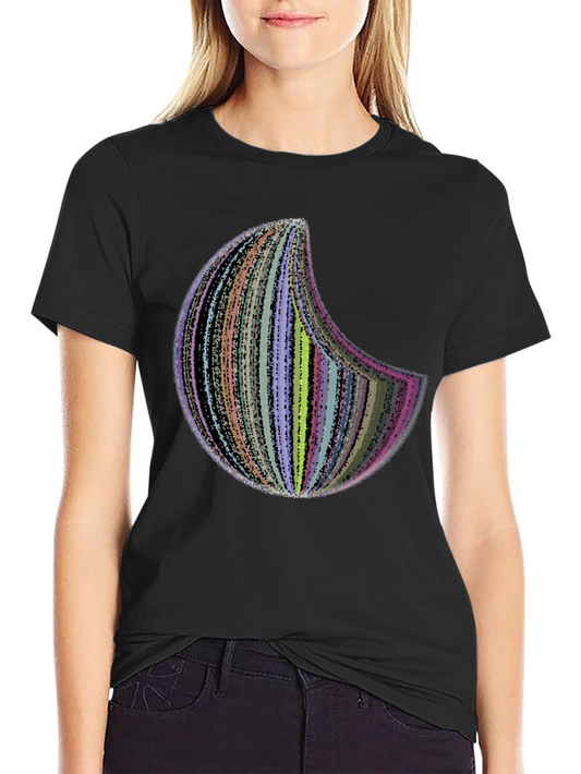 Abstract Crescent Moon Graphic Tee - Black