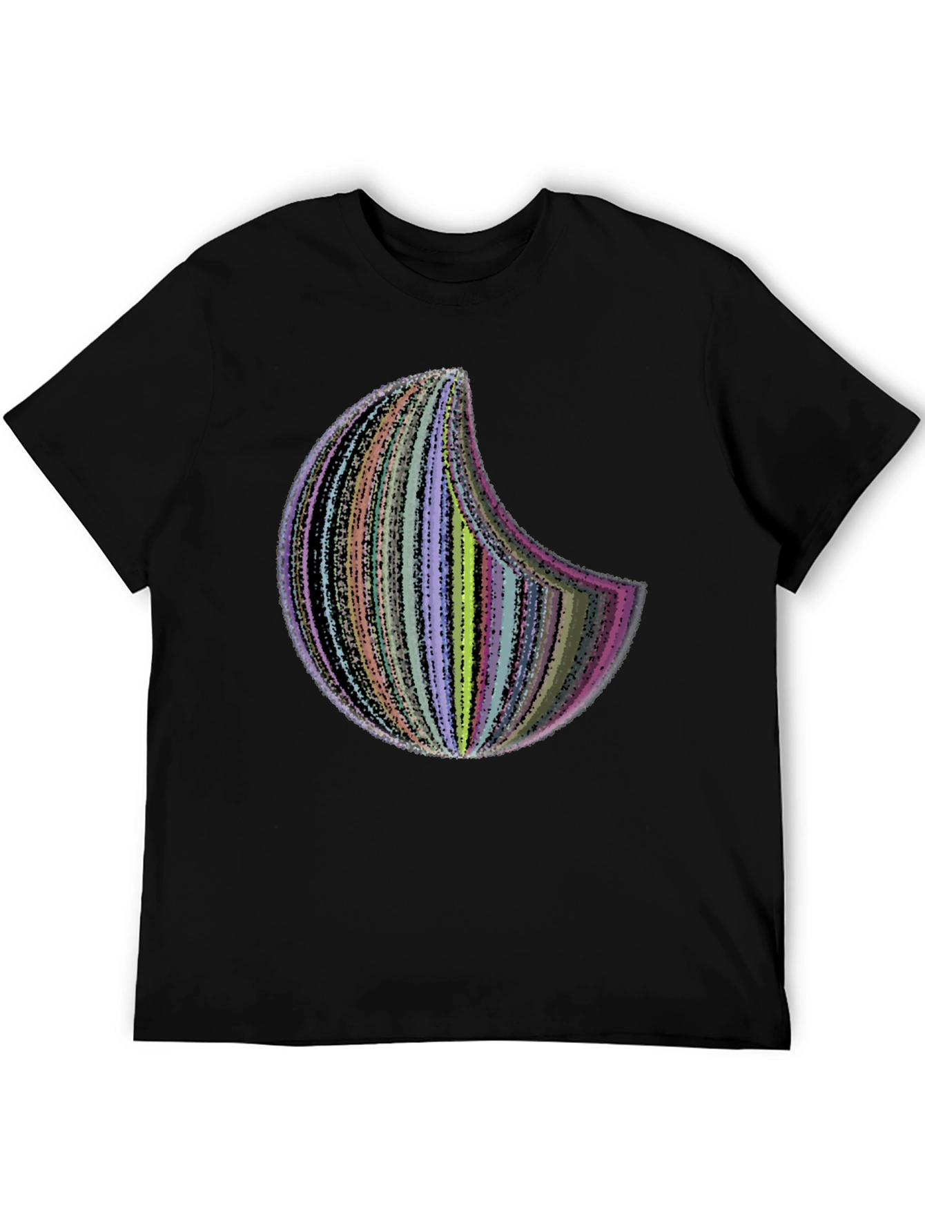 Abstract Crescent Moon Graphic Tee - Black