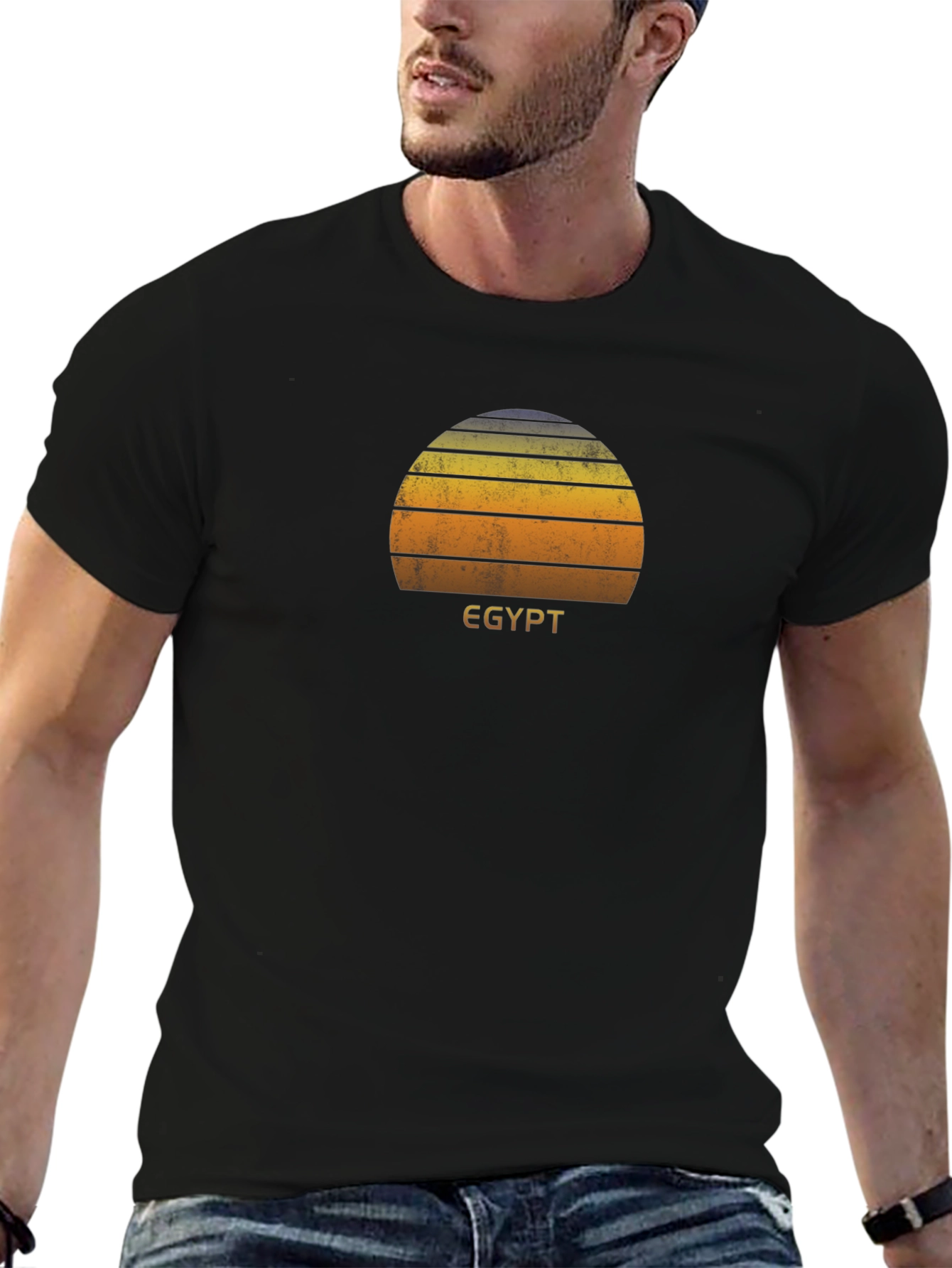 Egypt Sunset Graphic T-Shirt - Black