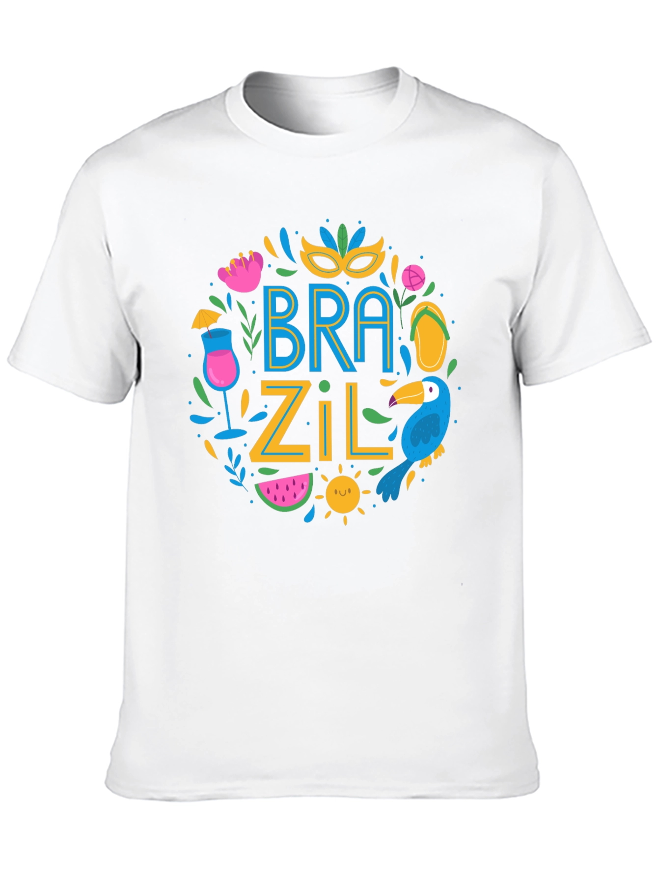 Brazil Themed Graphic Print Black T-Shirt