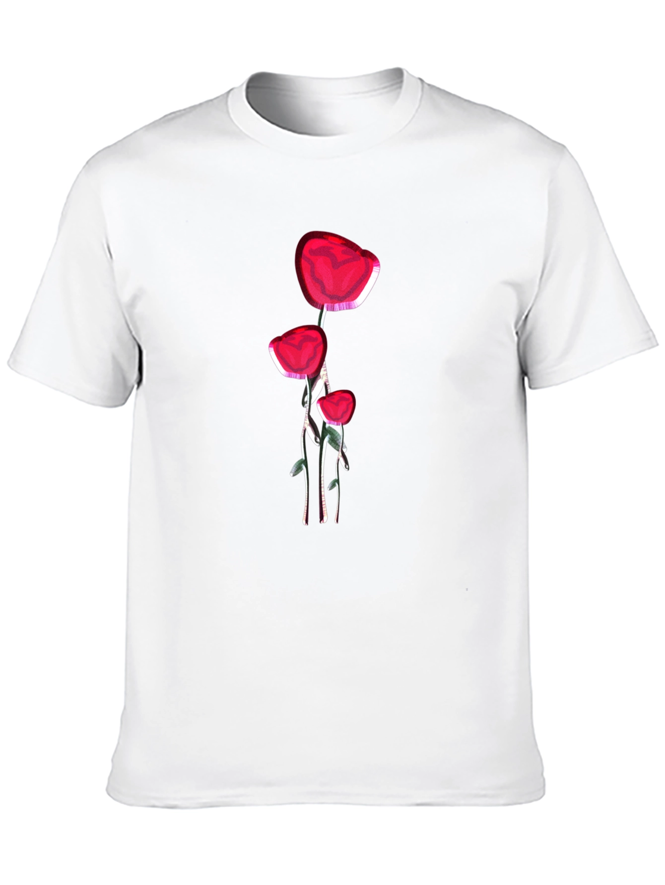 Floral Graphic Black T-Shirt - Red Flower Design