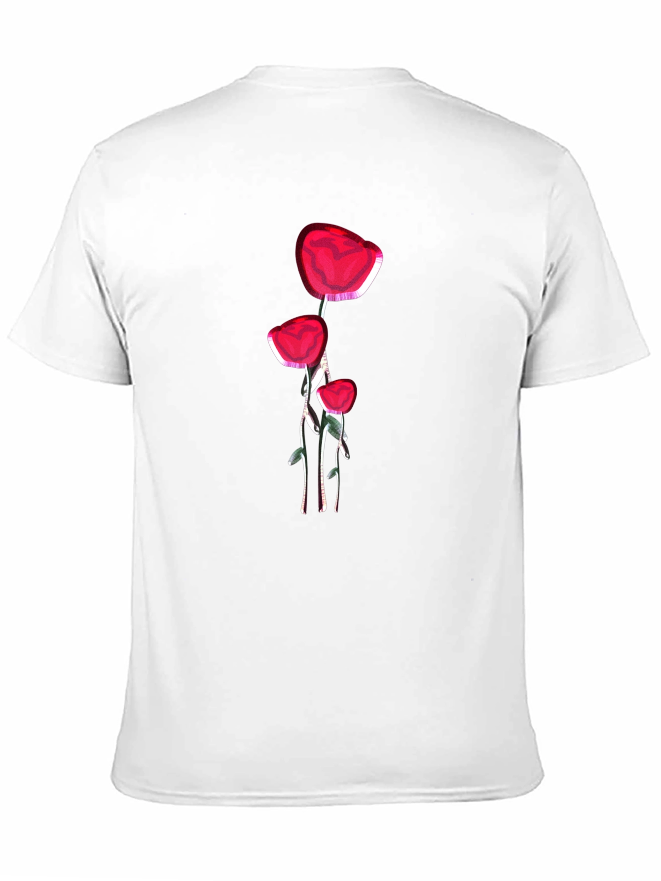 Floral Graphic Black T-Shirt - Red Flower Design