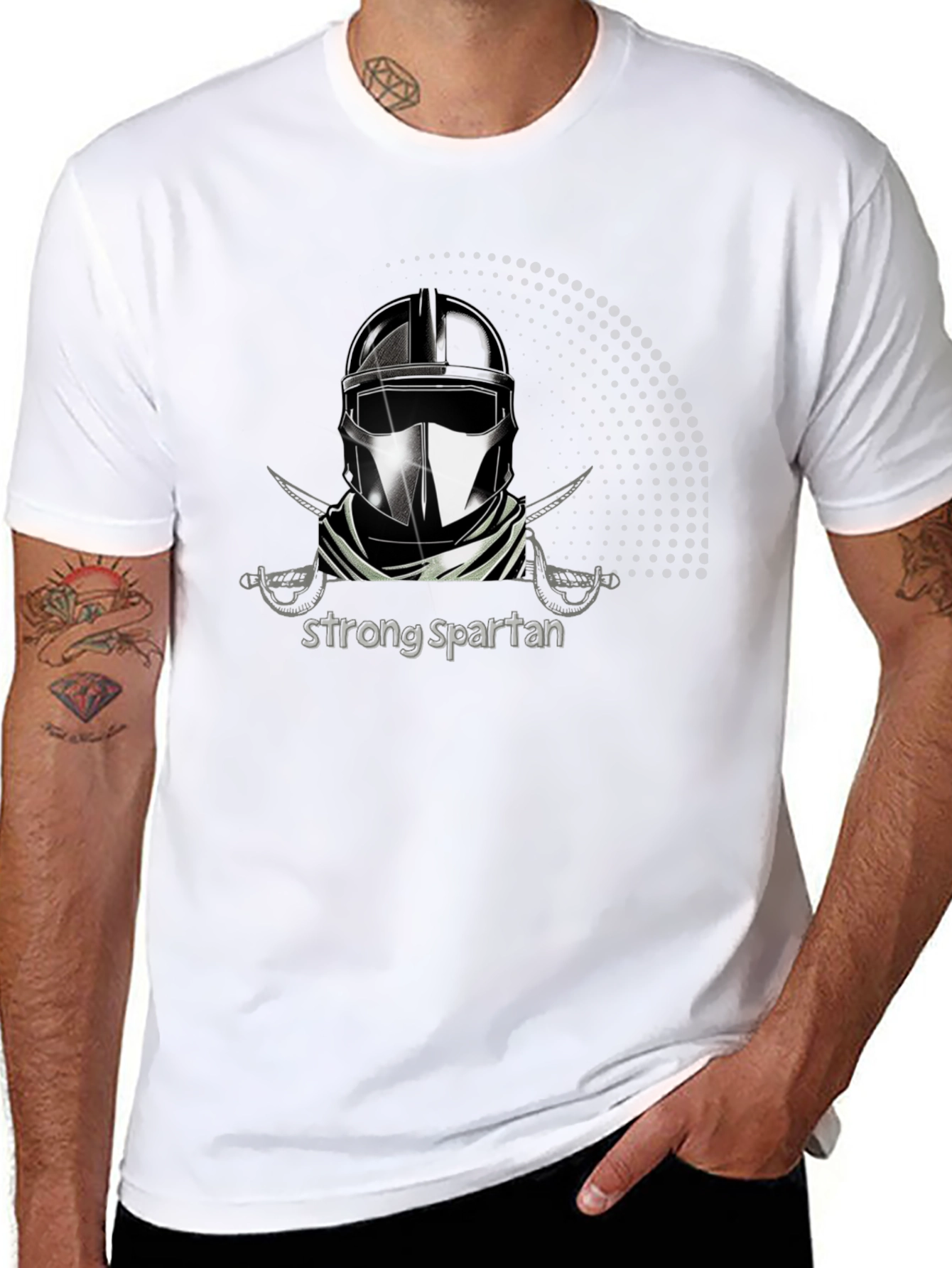 Strong Spartan Graphic Tee - Black Cotton T-Shirt