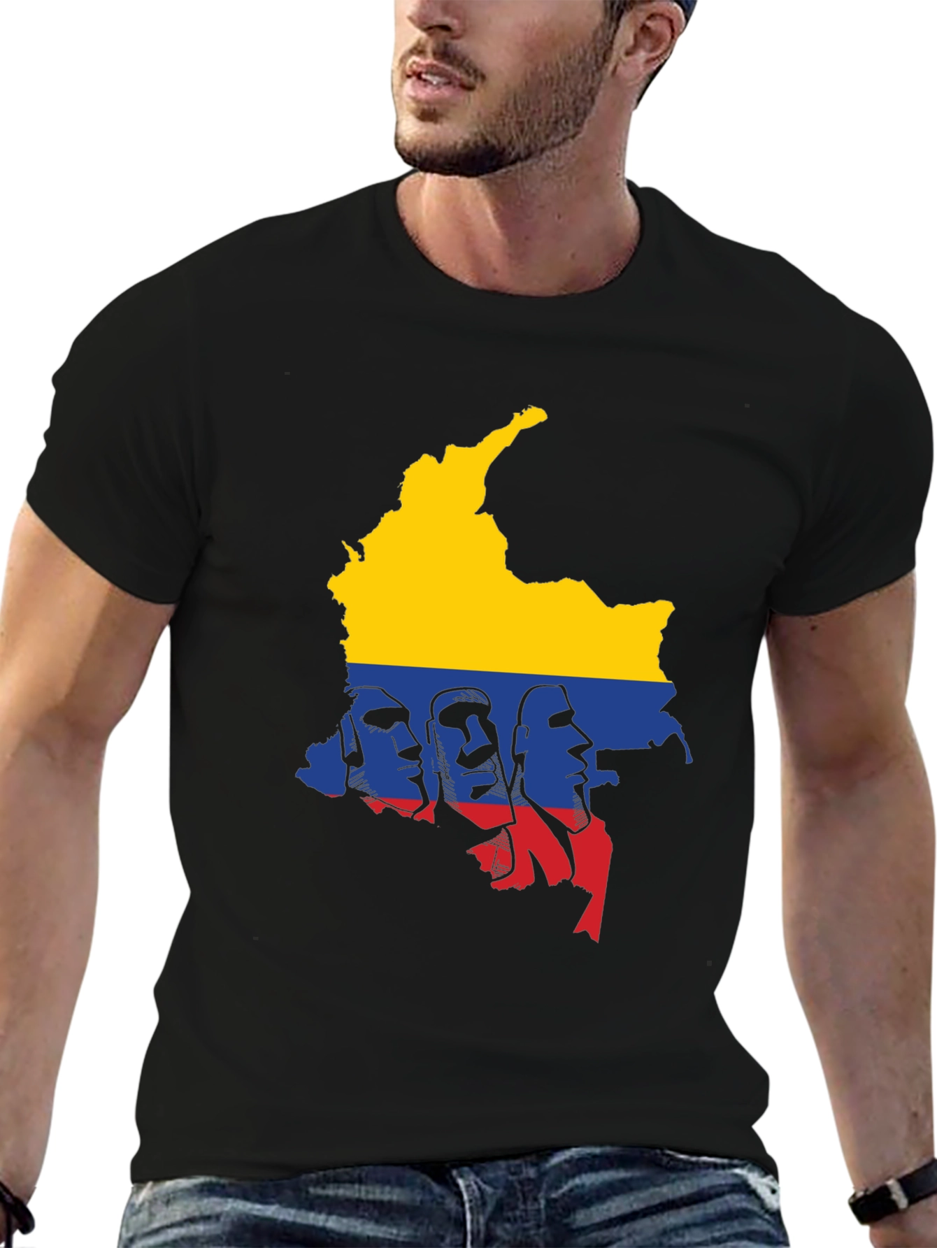 Colombia Map Graphic Tee - Mens Black T-Shirt