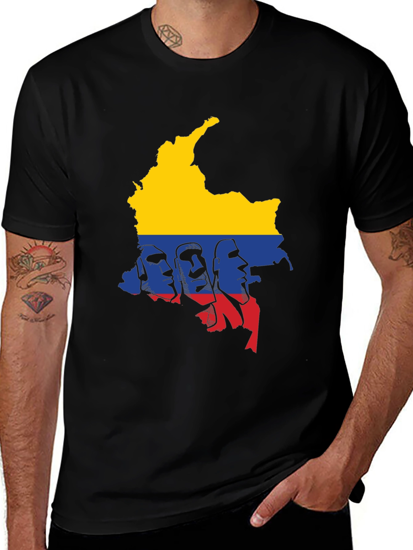 Colombia Map Graphic Tee - Mens Black T-Shirt