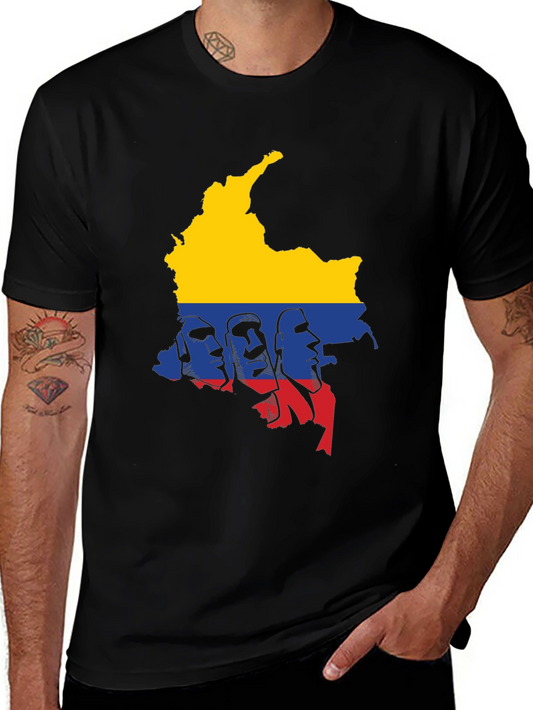 Colombia Map Graphic Tee - Mens Black T-Shirt