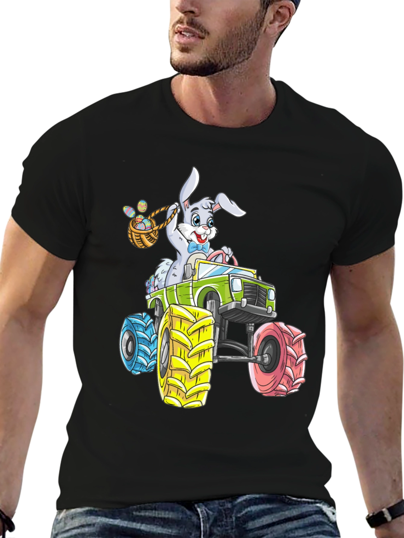 Easter Bunny Monster Truck Graphic T-Shirt