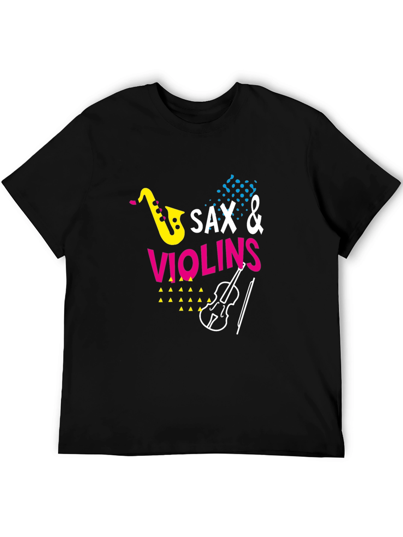 Sax & Violins Graphic Print Black T-Shirt