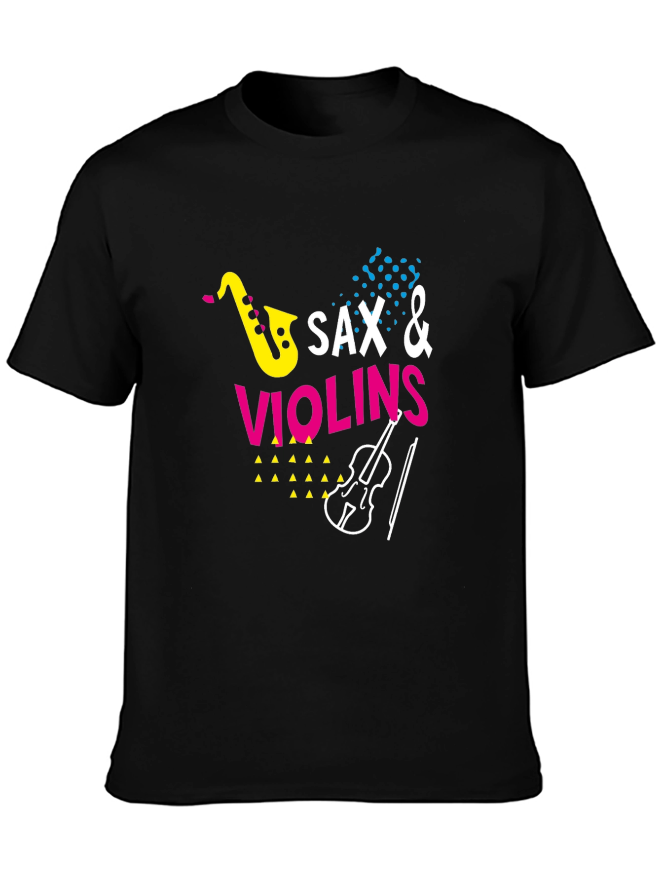 Sax & Violins Graphic Print Black T-Shirt