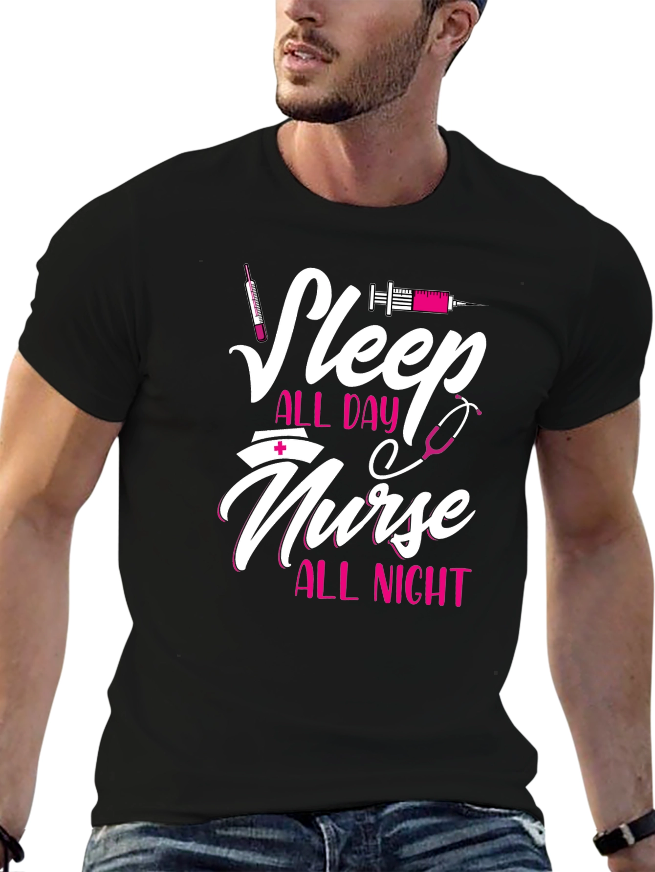 Sleep All Day Nurse All Night Graphic Tee