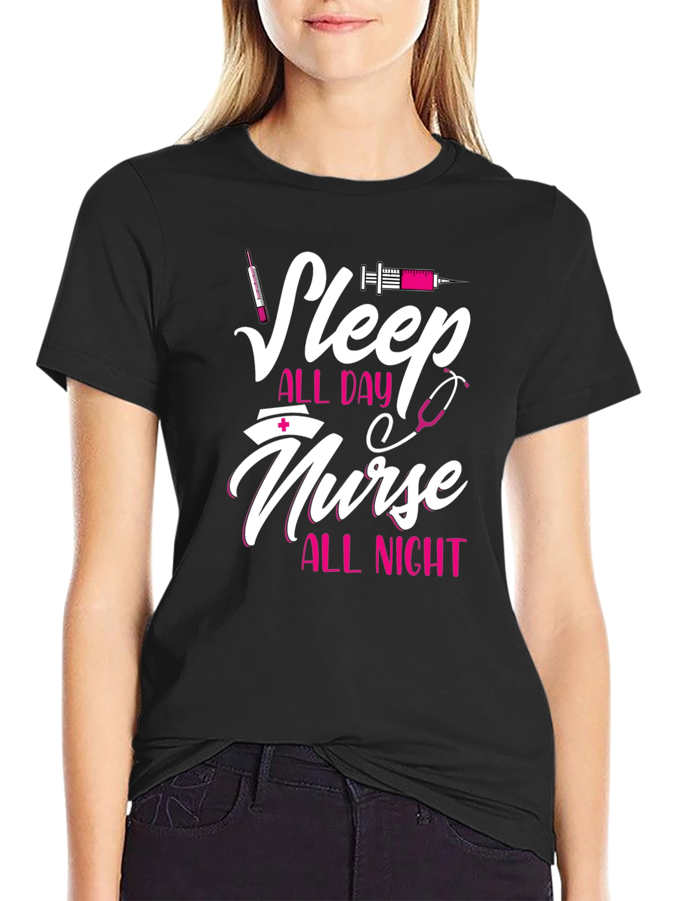 Sleep All Day Nurse All Night Graphic Tee