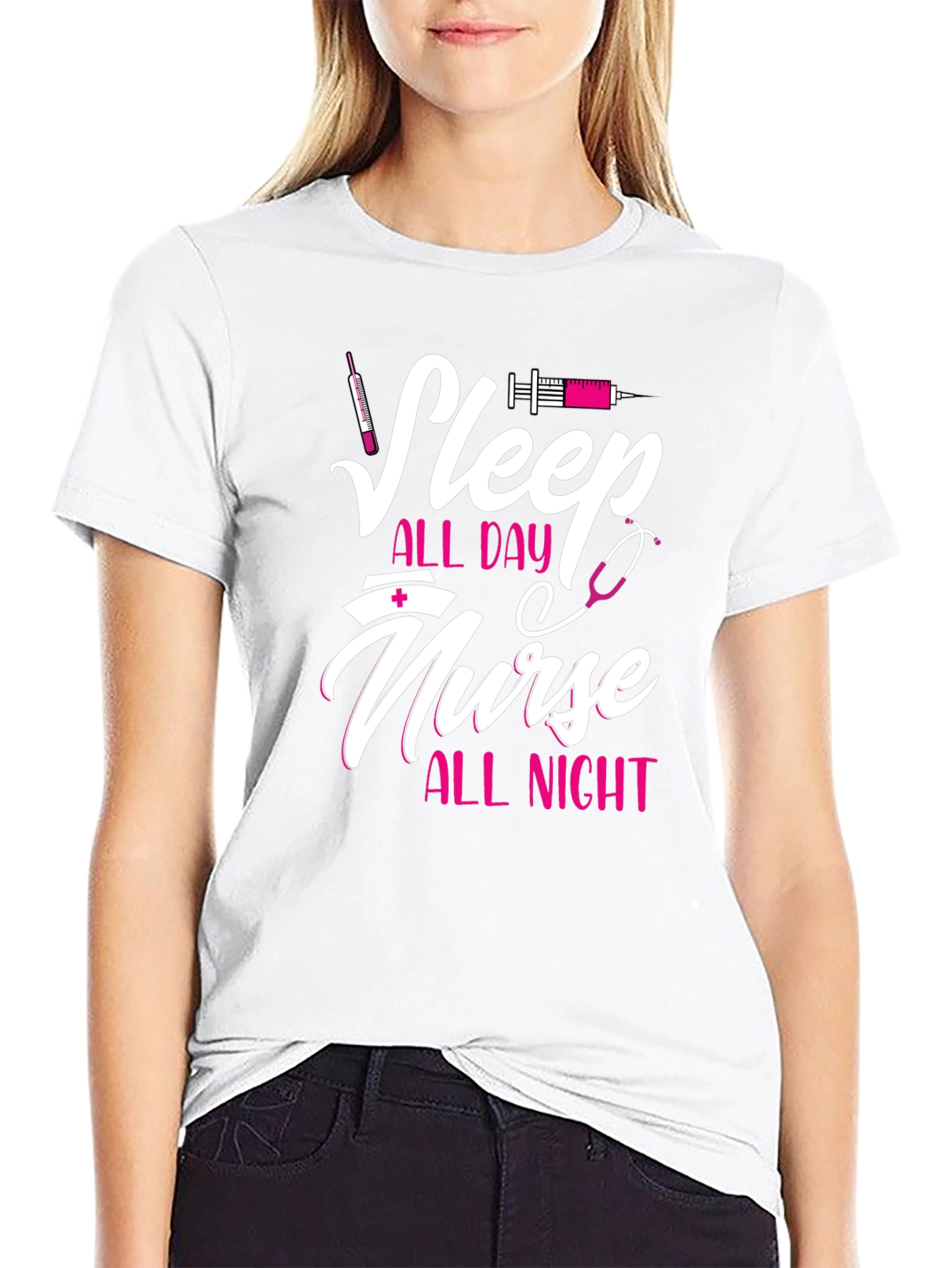 Sleep All Day Nurse All Night Graphic Tee