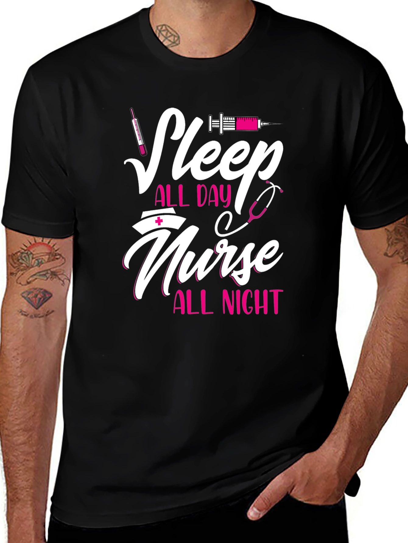 Sleep All Day Nurse All Night Graphic Tee