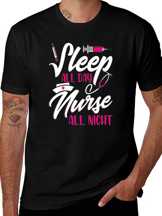 Sleep All Day Nurse All Night Graphic Tee