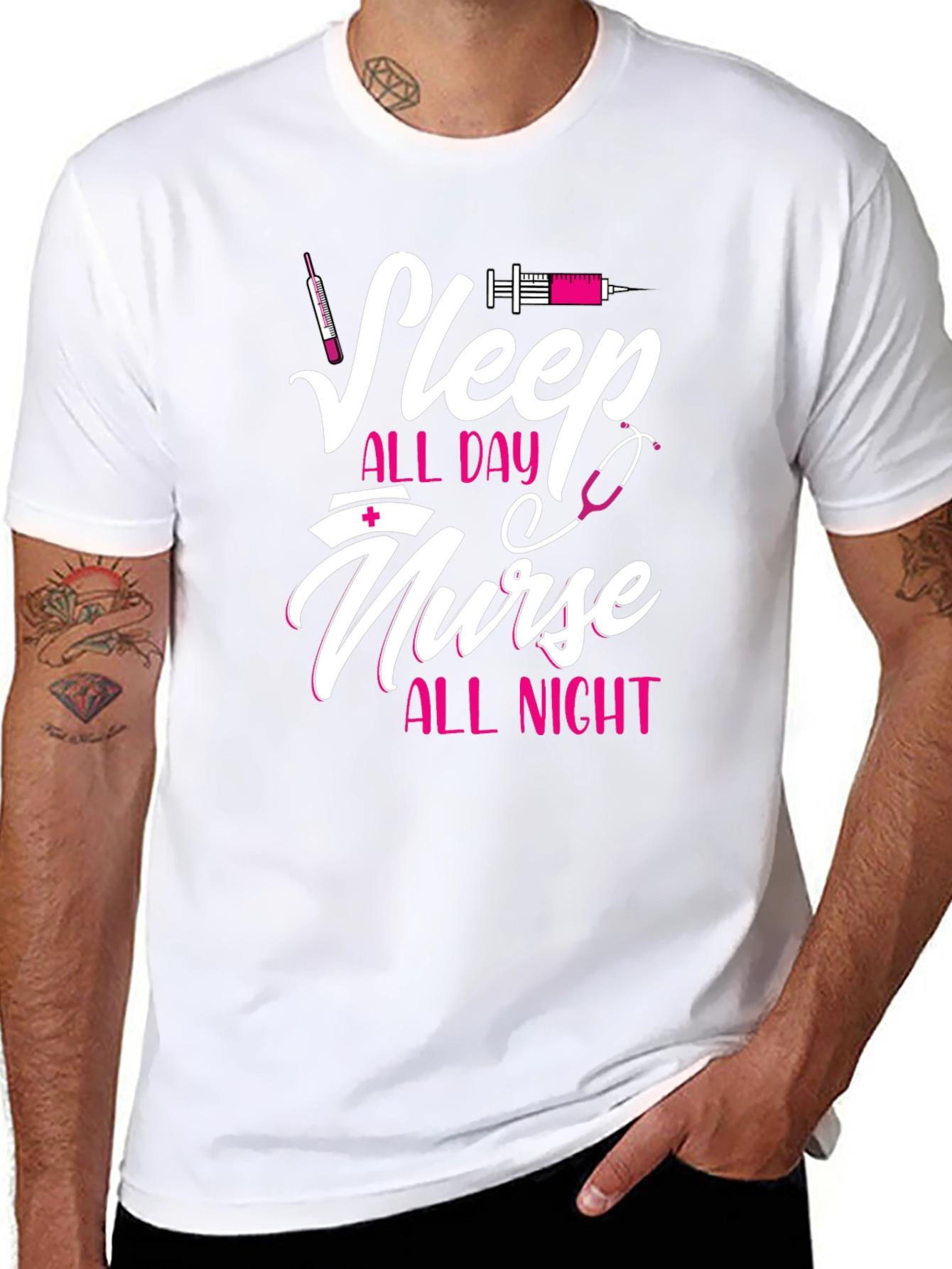 Sleep All Day Nurse All Night Graphic Tee