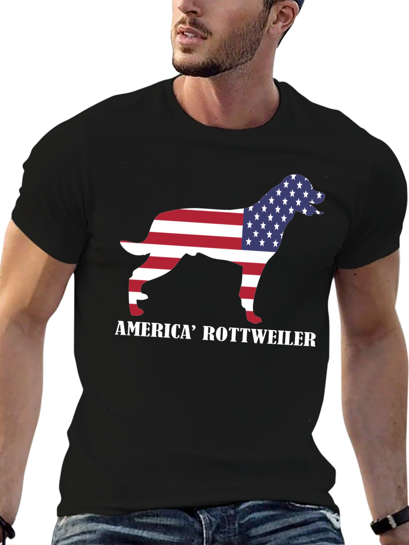 America Rottweiler Graphic Tee - Patriotic Dog Lover Shirt