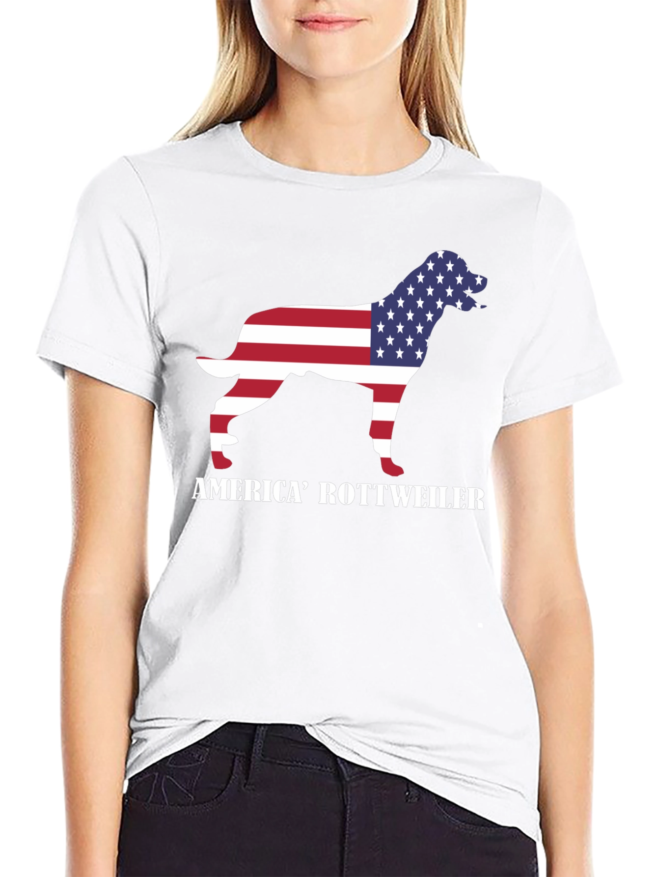 America Rottweiler Graphic Tee - Patriotic Dog Lover Shirt