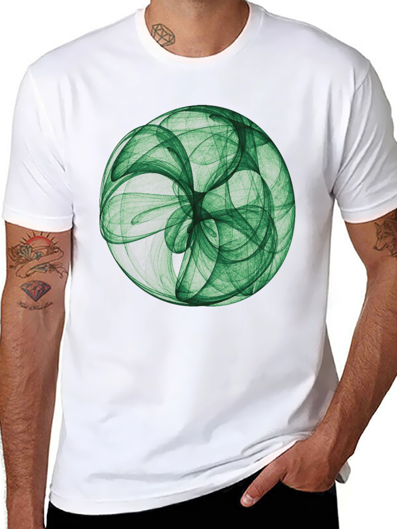 Abstract Green Sphere Graphic T-Shirt