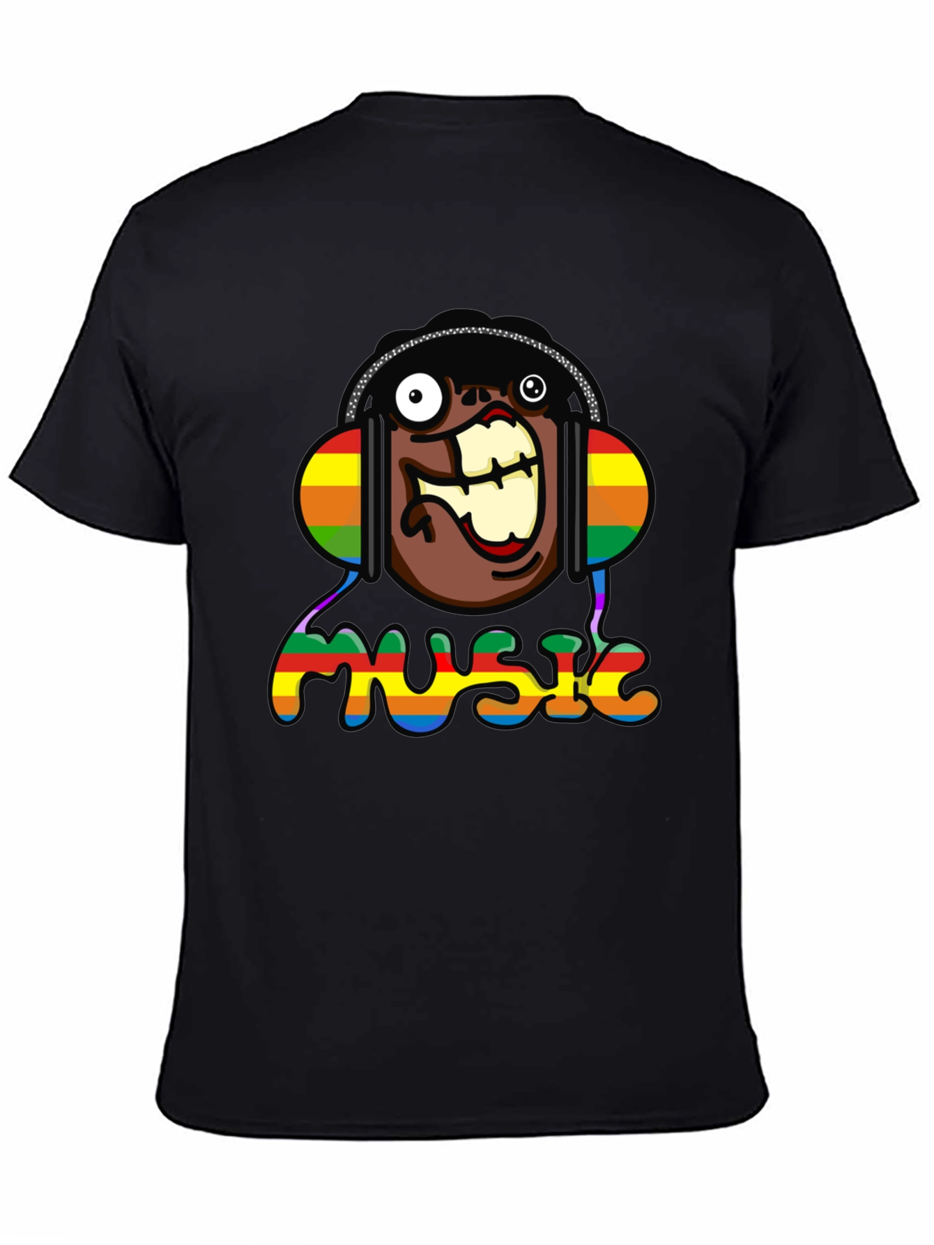 Music Lover Funny Cartoon Rainbow Graphic T-Shirt