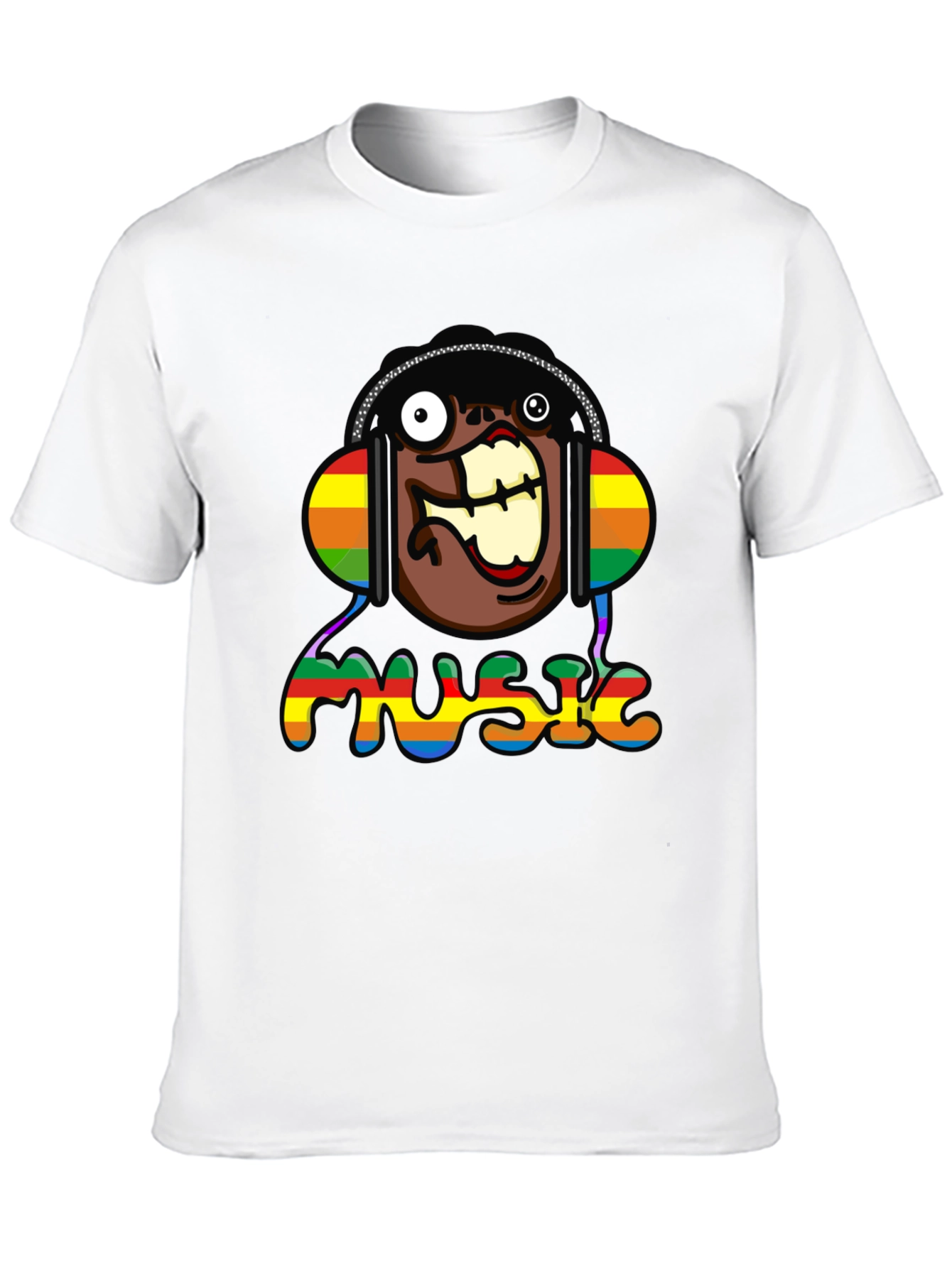 Music Lover Funny Cartoon Rainbow Graphic T-Shirt