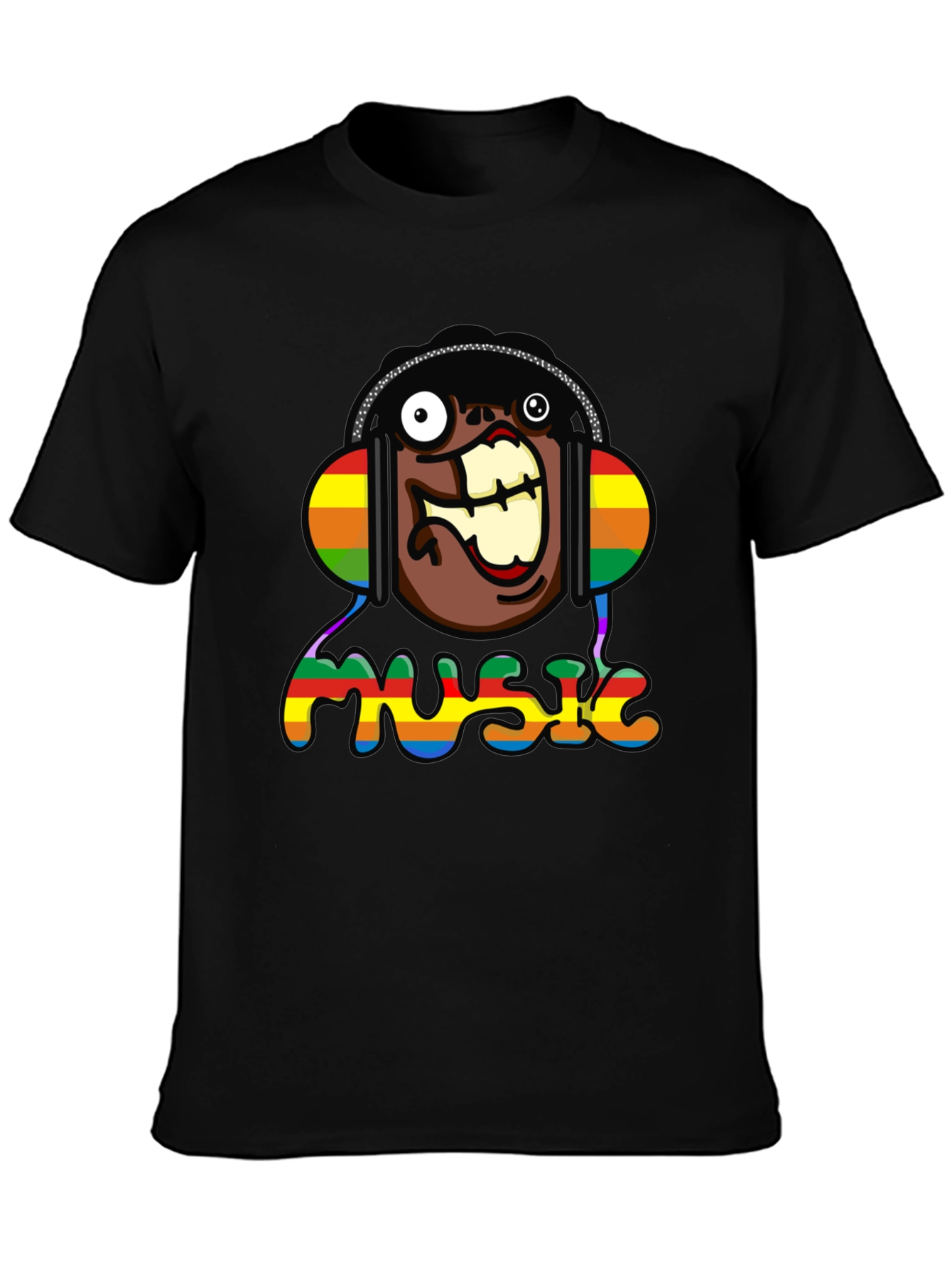 Music Lover Funny Cartoon Rainbow Graphic T-Shirt