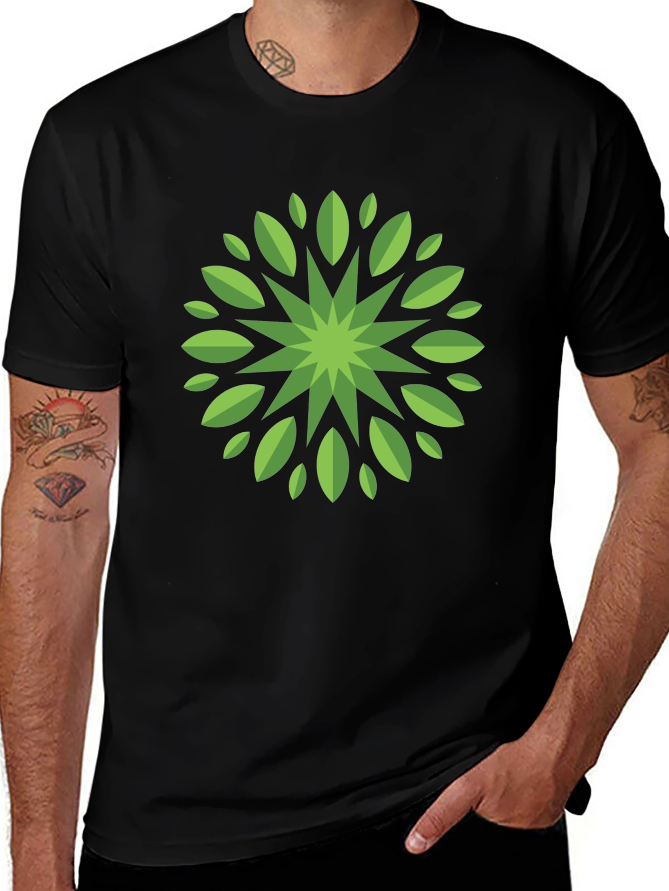 Leaf Mandala Graphic Tee - Stylish Black T-Shirt