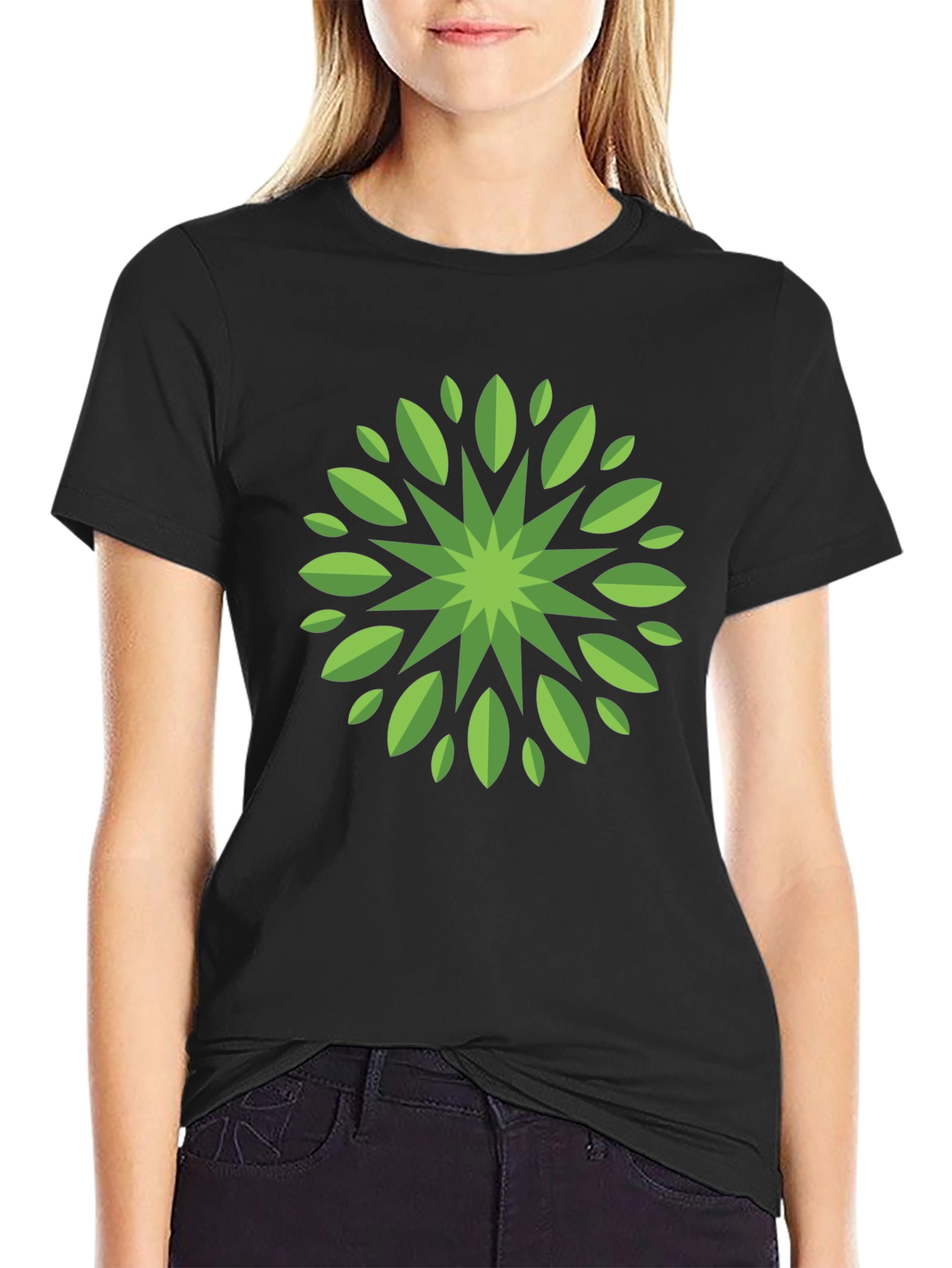 Leaf Mandala Graphic Tee - Stylish Black T-Shirt