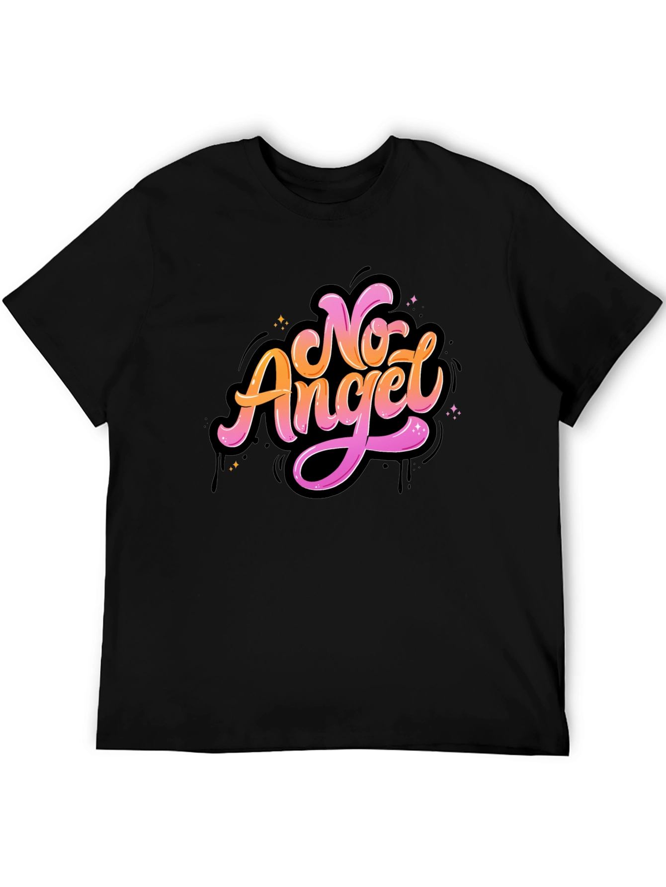 No Angel Graphic Tee - Stylish Black T-Shirt