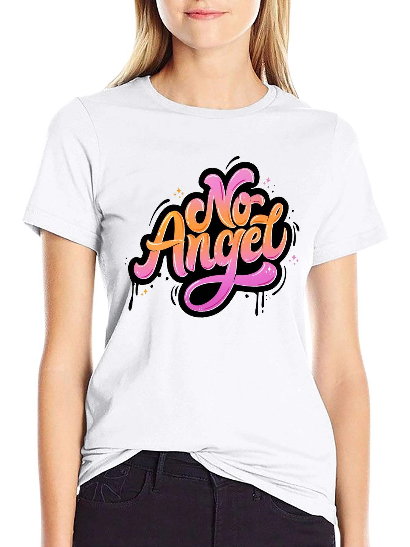 No Angel Graphic Tee - Stylish Black T-Shirt