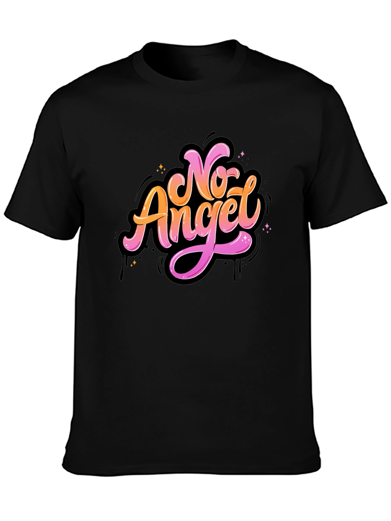 No Angel Graphic Tee - Stylish Black T-Shirt