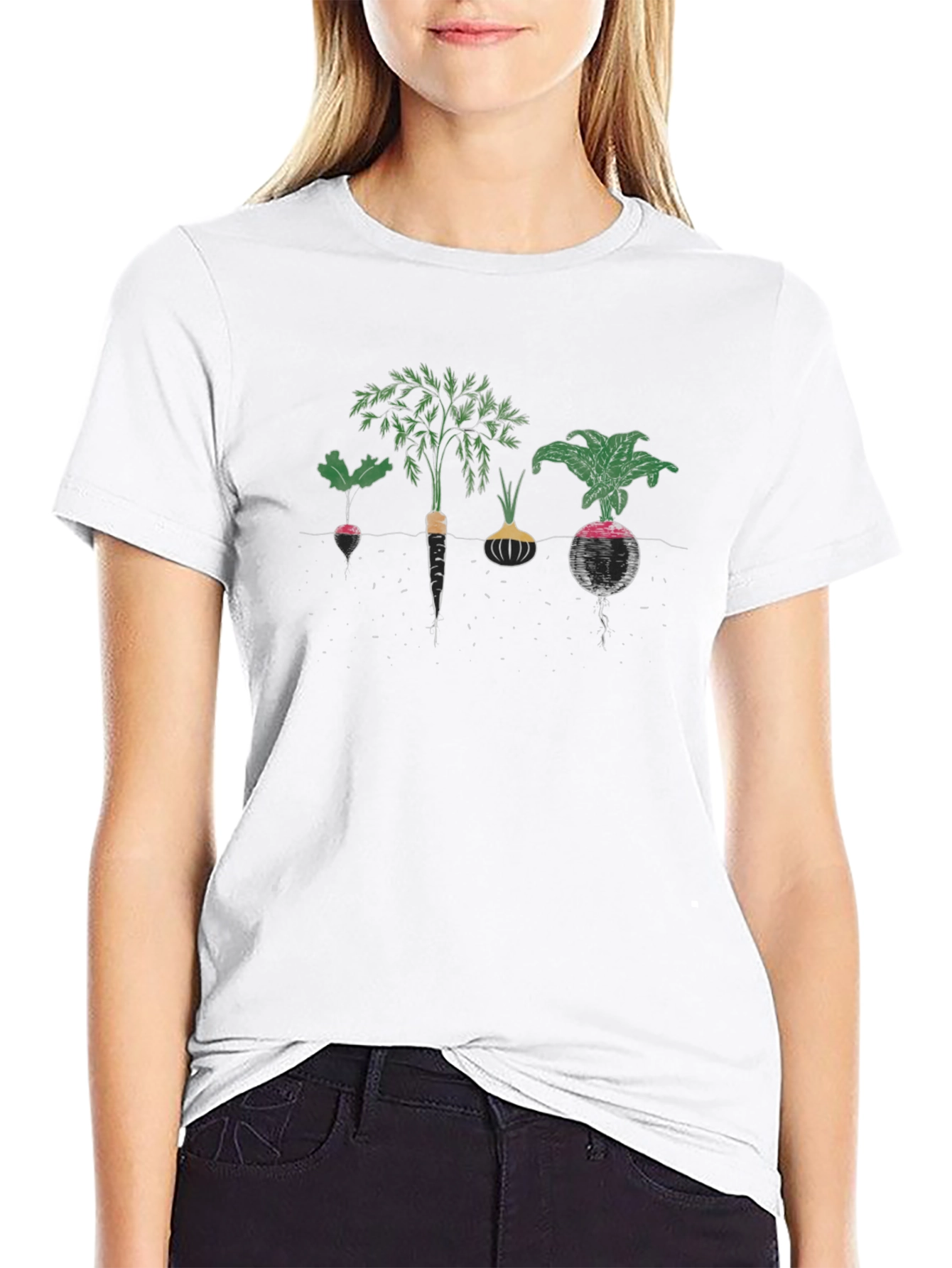 Root Vegetable Graphic Tee - Black Cotton